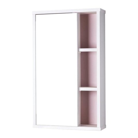 Armário para Banheiro Milano com Espelho MDP 42cm Branco e Rosa Pontto Lavabo