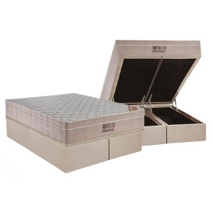 CONJUNTO: BOX BAÚ + COLCHÃO AIRTECH - MOLAS ENSACADAS - QUEEN 158X198X71