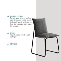 Conjunto 2 Cadeiras de Jantar Soft 1750 Carraro Grafite Preto - 3