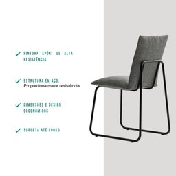 Conjunto 2 Cadeiras de Jantar Soft 1750 Carraro Grafite Preto - 4