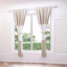 Cortina Quarto Bebê Palha e Branco Laços 1,50m Grão de Gente - 1