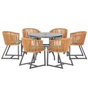 Ver imagem 1 de Mesa com 6 Cadeiras de Jantar Roma 120cm e Noronha em Alumínio Preto Corda Náutica Estofado 5 Trama