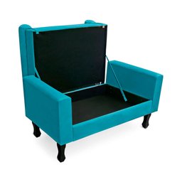 Kit Cabeceira Geovana + Calçadeira Baú Felix Solteiro 90cm Suede:azul Turquesa - 4