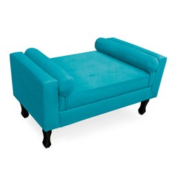 Kit Cabeceira Geovana + Calçadeira Baú Felix Solteiro 90cm Suede:azul Turquesa - 3