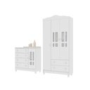 Ver imagem 3 de Conjunto Quarto Bebê Guarda Roupa Ariel 3 Portas Cômoda 4 Gavetas 1 Porta 100% MDF Branco