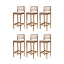 Ver imagem 2 de Kit 6 Banquetas Madeira Area Gourmet Estofadas com Encosto:Mel com Sintetico Bege