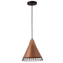 Ver imagem 1 de Pendente Aramado Wood Cobre c/ Detalhe em Madeira Design Estilo Industrial Startec