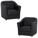 Ver imagem 1 de Kit 2 Poltronas Decorativa Bia Corino Preto - Pano e Madeira