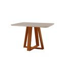 Ver imagem 1 de Mesa de Jantar Floripa Madeira Maciça 90x90cm Tampo Quadrado Vidro Móveis Minas Cor Off White