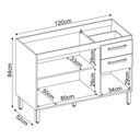 Ver imagem 4 de Balcão Gabinete para Pia sem Tampo 120 Cm 3 Portas Avena/ Grafito - Demobile