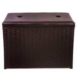 Puff Baú de Fibra Sintética 70x38x45 Marrom - 1