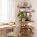 Ver imagem 3 de Conjunto de 3 Prateleiras de Canto Flutuantes Rústicas em Madeira em Formato de L, para Quarto