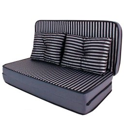 Puff Multiuso 3 em 1 Casal com Travesseiro Jacquard Preto Bf Colchões - 3 Puff Multiuso 3 em 1 Casal com Travesseiro Jacquard Preto Bf Colchões - 3