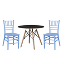 Ver imagem 1 de Conjunto Infantil Mesa Eames 60cm Preta com 2 Cadeiras Tiffany Azul Polipropileno