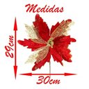 Ver imagem 2 de Kit 2 Flores Decoração Natal Brilho Artificial Vermelha 29cm