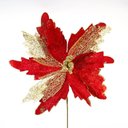 Ver imagem 1 de Kit 2 Flores Decoração Natal Brilho Artificial Vermelha 29cm