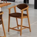 Ver imagem 2 de Banqueta Baixa para Cozinha Sala de Jantar Bancada Cecília L02 Couríssimo Marrom - Lyam Decor