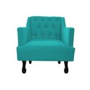 Ver imagem 1 de Poltrona Decorativa Julia Suede Azul Tifany Pés Madeira Mz Decor