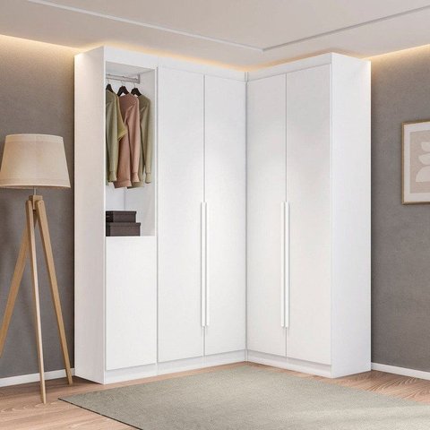Guarda- Roupa Modulado Roupeiro de Canto L 5 Portas 4 Gavetas Sapateira Versatille Yescasa