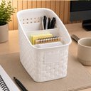 Ver imagem 3 de Organizador Mesa Bancada Rattan Porta Canetas Lapis Controle Treco 3 Divisorias Multiuso Plastico
