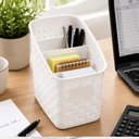 Ver imagem 5 de Organizador Mesa Bancada Rattan Porta Canetas Lapis Controle Treco 3 Divisorias Multiuso Plastico