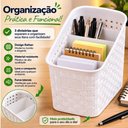 Ver imagem 6 de Organizador Mesa Bancada Rattan Porta Canetas Lapis Controle Treco 3 Divisorias Multiuso Plastico