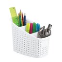 Ver imagem 1 de Organizador Mesa Bancada Rattan Porta Canetas Lapis Controle Treco 3 Divisorias Multiuso Plastico