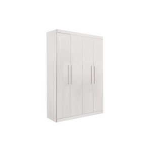 Guarda Roupa Solteiro Ubatuba 4 Portas 3 Gavetas 15mm - Valverde: Branco Neve