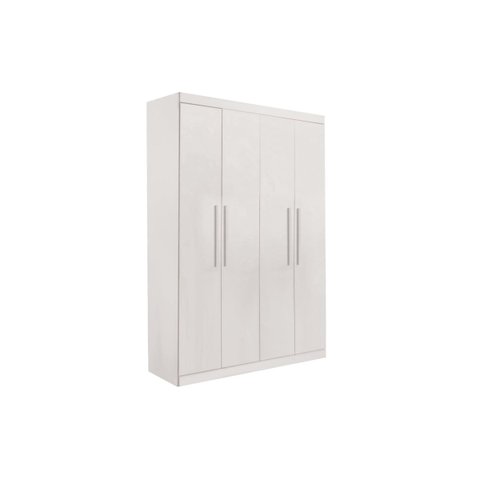 Guarda Roupa Solteiro Ubatuba 4 Portas 3 Gavetas 15mm - Valverde: Branco Neve