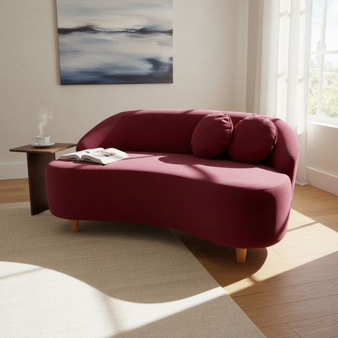 Namoradeira Sofá Feijão Cancún 150cm Orgânica Suede Marsala