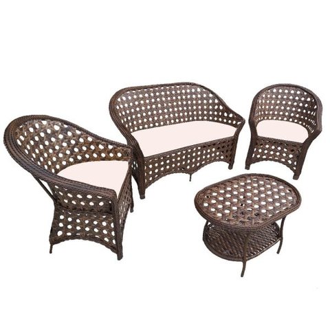 Conjunto Namoradeira P Jardim Varanda Fibra Sintética Tecido Duna Cru