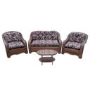 Ver imagem 1 de Conjunto Poltronas Jogo Fibra Sintética Junco Vime Varanda Tecido Impermeavel Folhedo