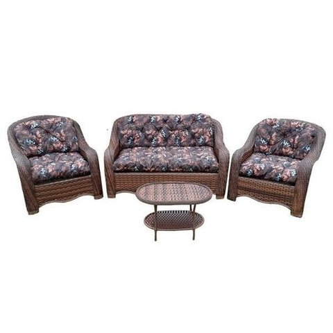 Conjunto Poltronas Jogo Fibra Sintética Junco Vime Varanda Tecido Impermeavel Folhedo