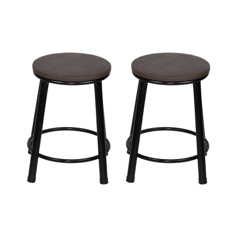 Kit 2 Banquetas Baixa Banco Cozinha Americana Balcão Bar Aço:marrom/preto