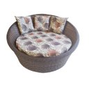 Ver imagem 1 de Cadeira Redonda Namoradeira, Chaise Fibra Sintética Junco Tecido Kodus Fendi