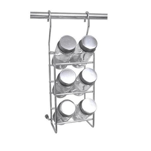 Porta Tempero 6 Potes em Vidro Inox Jomer 3031