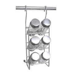 Porta Tempero 6 Potes em Vidro Inox Jomer 3031 - 1 Porta Tempero 6 Potes em Vidro Inox Jomer 3031 - 1