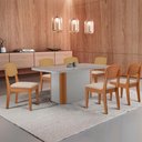 Ver imagem 1 de Mesa de Jantar Isadora 180cm Tampo Mdf Vidro com 6 Cadeiras Copper Premium