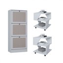 Ver imagem 2 de Kit Sapateira Spin Tropical 3 Portas e 2 Mesas de Cabeceira/centro Poquema