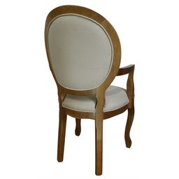 Cadeira de Jantar Medalhão Capitonê com Braços Imbuia e Veludo Bege - 3
