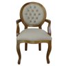 Cadeira de Jantar Medalhão Capitonê com Braços Imbuia e Veludo Bege - 2