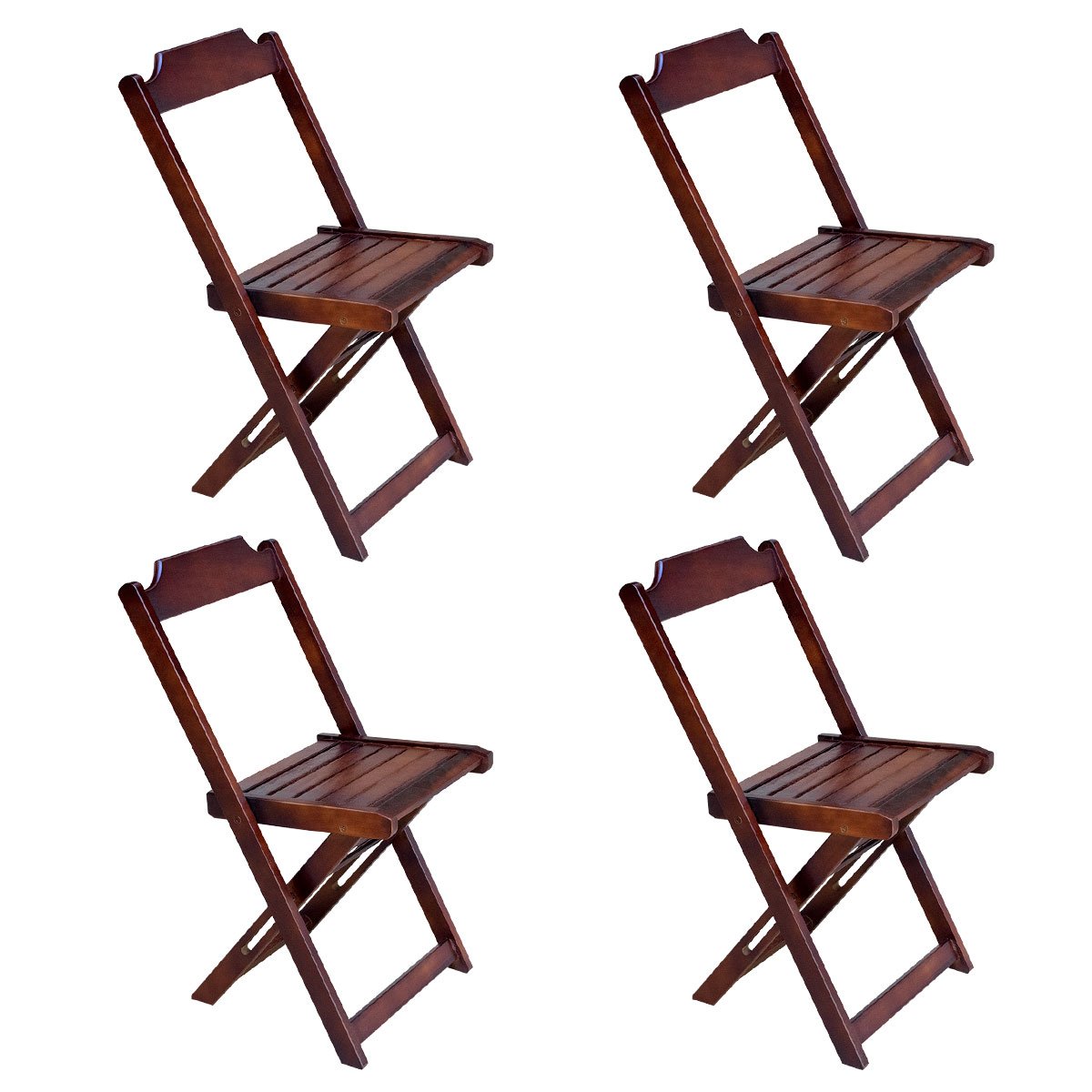 Jogo de Mesa Dobrável 70x70 com 4 Cadeiras de Madeira Ideal para Bar e Restaurante Imbuia Marrom - 2