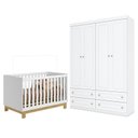Ver imagem 1 de Berço Americano Mini Cama Q Encanto Slim Branco Acetinado - Qmovi e Guarda Roupa Infantil Americano