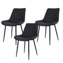 Ver imagem 1 de Kit 3 Cadeiras de Cozinha Sala Jantar Taina Chicago Preto Assento Estofado Design Anatômico