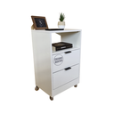 Ver imagem 1 de Mesa de Cabeceira 40cm Branco 2 Gavetas 1 Nicho com Rodinhas Quarto Cama (montada) (puxador Preto)