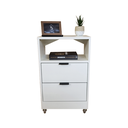 Ver imagem 5 de Mesa de Cabeceira 40cm Branco 2 Gavetas 1 Nicho com Rodinhas Quarto Cama (montada) (puxador Preto)