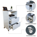 Ver imagem 3 de Mesa de Cabeceira 40cm Branco 2 Gavetas 1 Nicho com Rodinhas Quarto Cama (montada) (puxador Preto)