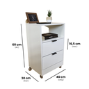 Ver imagem 2 de Mesa de Cabeceira 40cm Branco 2 Gavetas 1 Nicho com Rodinhas Quarto Cama (montada) (puxador Preto)