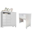 Ver imagem 1 de Mini Berço Moisés Alegria com Colchão e Cômoda Infantil Ternura Baby Branco Flex - Incorplac