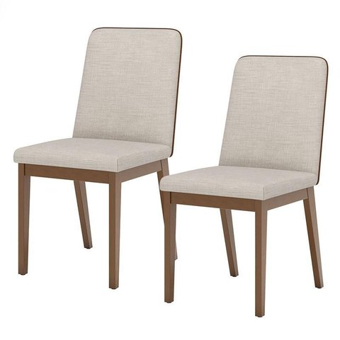 Cadeira para Mesa de Jantar Pietra Kit 02 Peças Corano Caramelo Linho – Henn